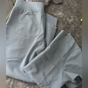 Figs scrubs in dusty blue. NWOT